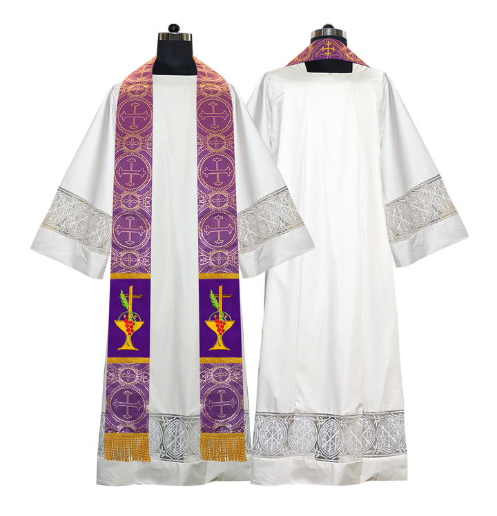 Communion Motif Embroidered Priest Stole