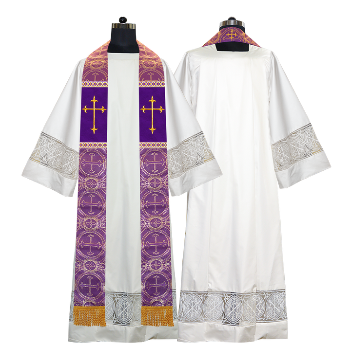 Liturgical Stole with Embroidered Motif and Trims