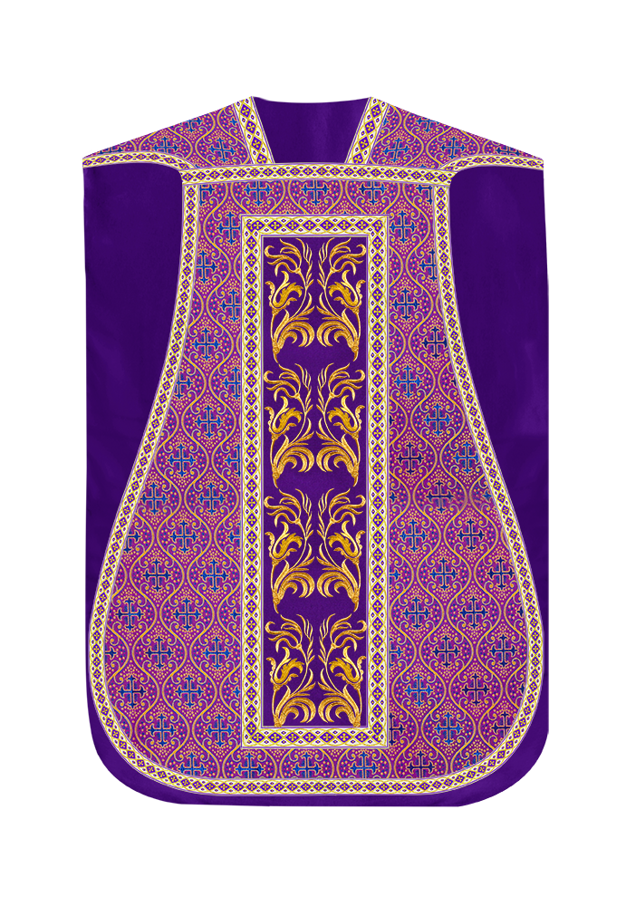 Roman Chasuble Vestment With Woven Braids and Trims