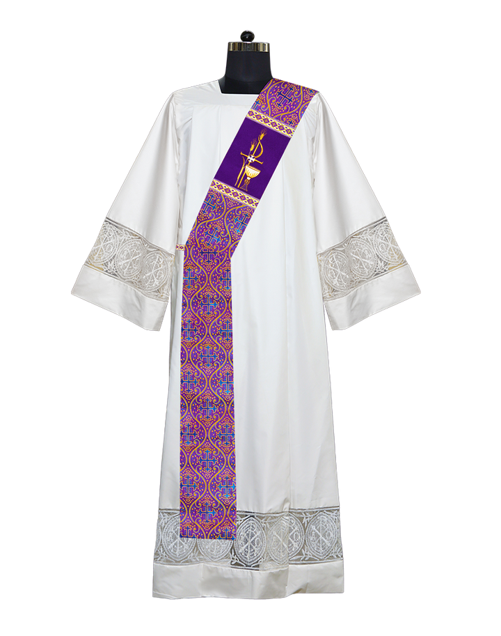 Set of Four Deacon Stole Embroidered PAX with Chalice