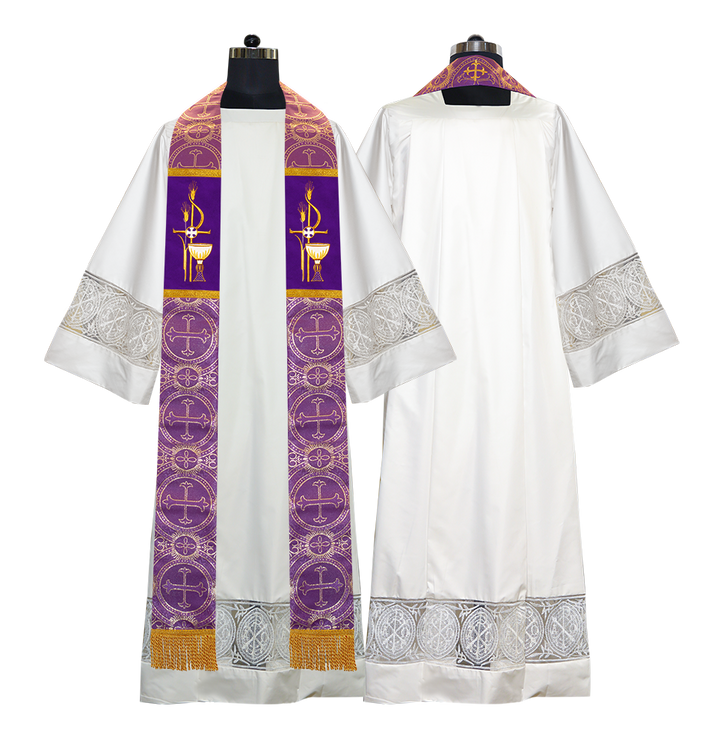 Set of 4 PAX with Chalice Embroidered Clergy Stole