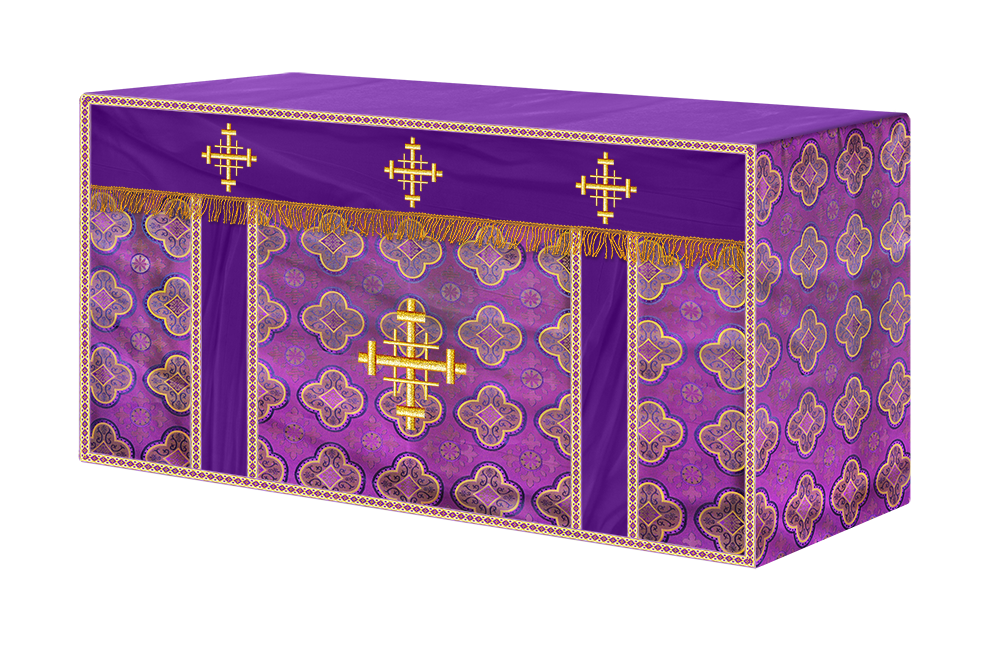 Church Altar Cloth with Braided Cross and Trims