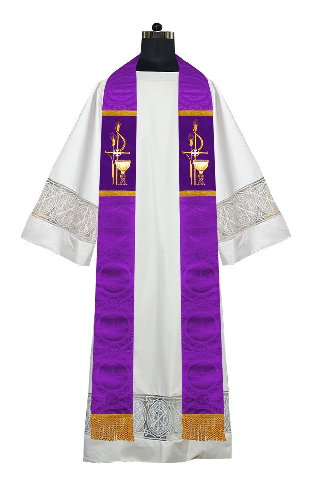 PAX with Chalice Embroidered Clergy Stole