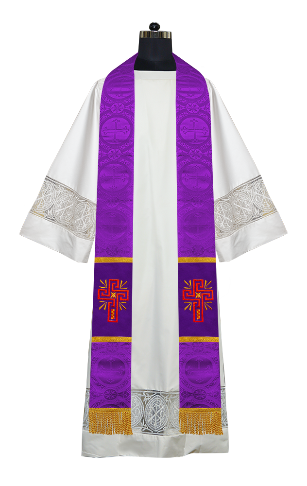 Estola sacerdotal bordada con la cruz de la gloria 