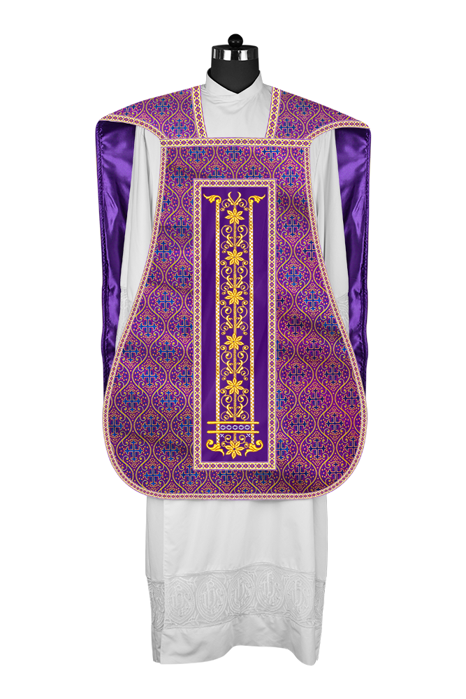 Roman Chasuble Vestment Enhanced With Orphrey and Trims