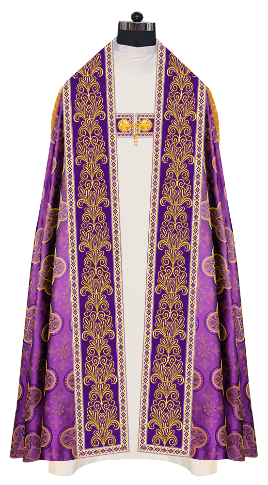 Roman Cope Vestment with Spiritual Motif and Adorned Embroidery