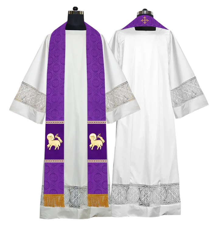 Liturgical Stole Adorned with Spiritual Motif and Trims