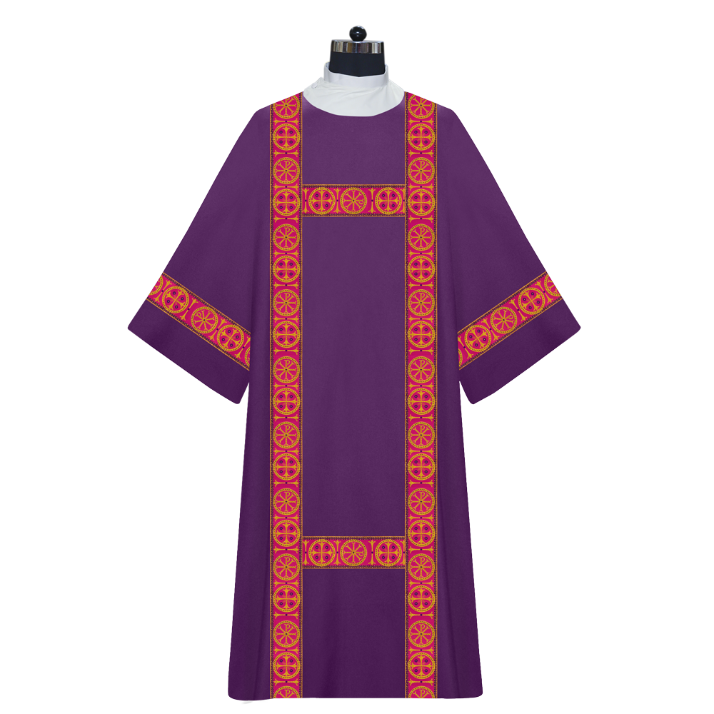 Liturgical Dalmatic Vestment with Ornate Orphrey