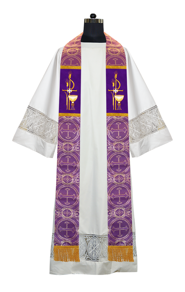 PAX with Chalice Embroidered Clergy Stole