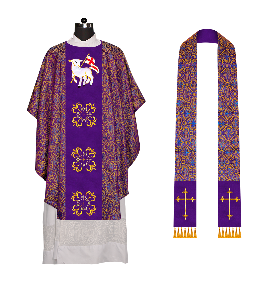 Gothic Chasuble vestment embellished with liturgical motifs