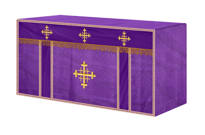 Church Altar Cloth with Braided Cross and Trims