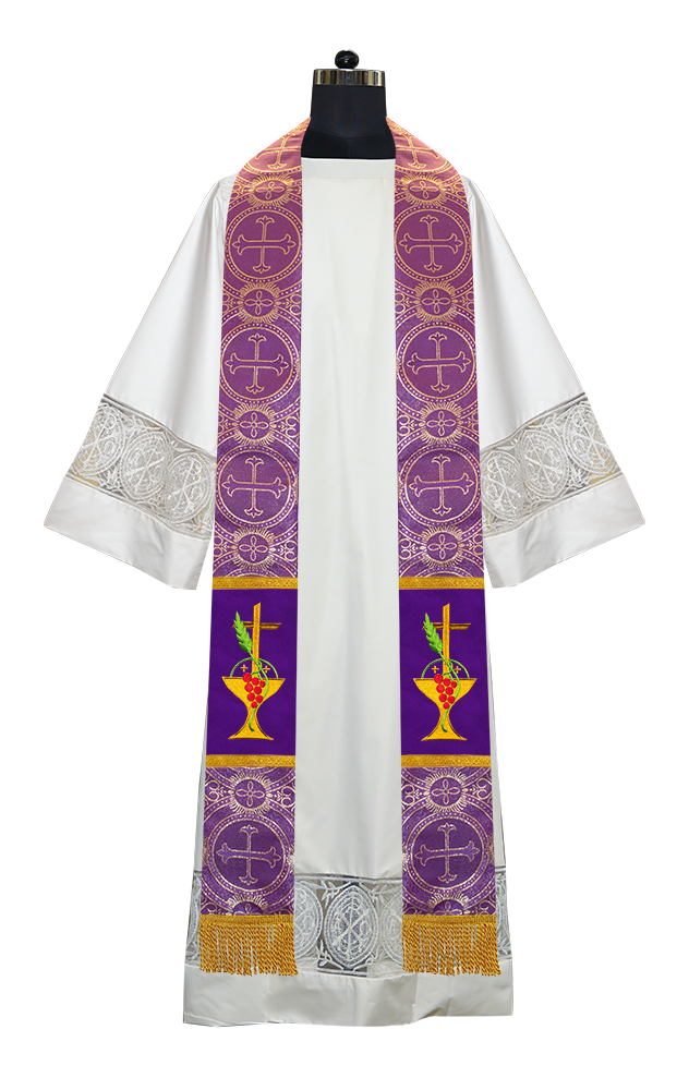 Communion Motif Embroidered Priest Stole