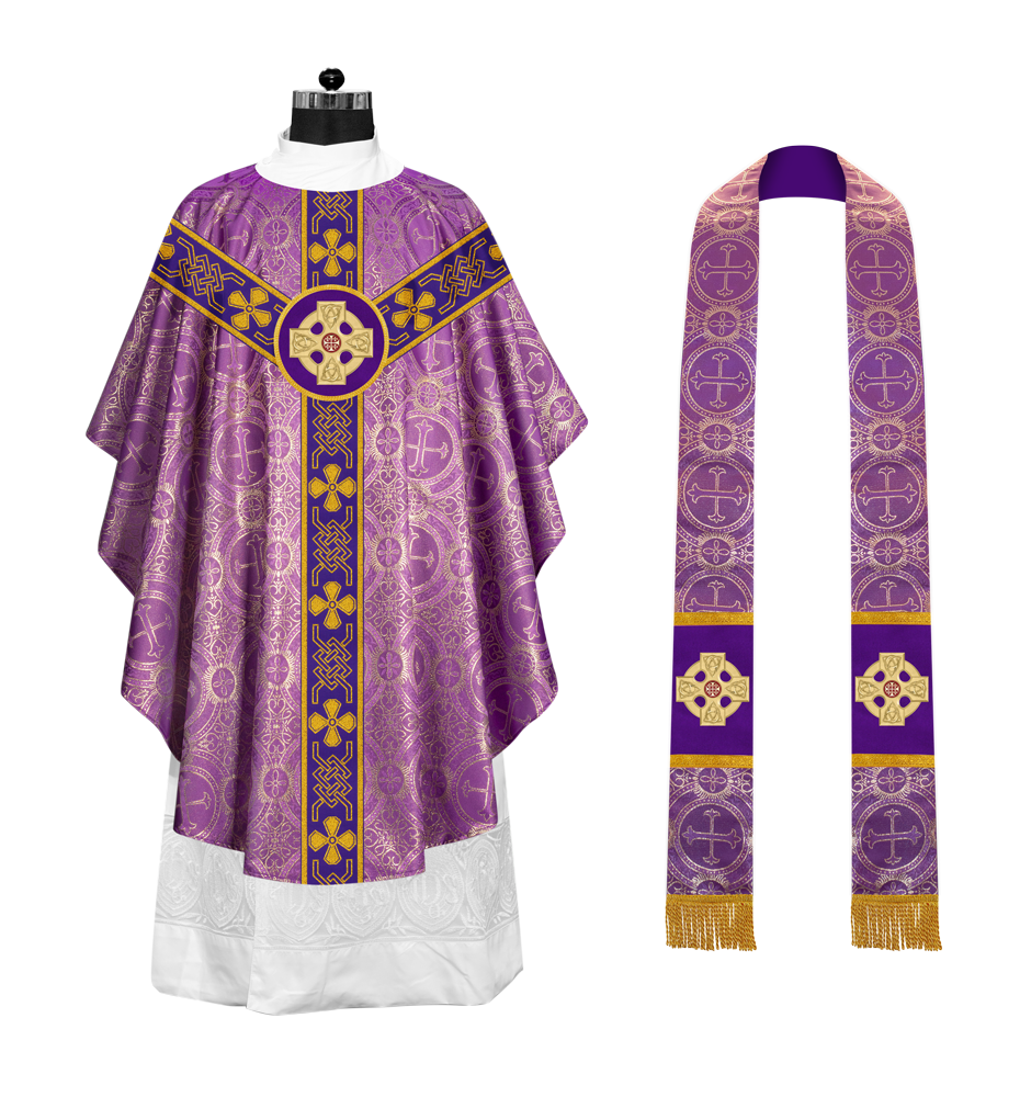 Gothic Chasuble adorned with lace and CEEC Motif