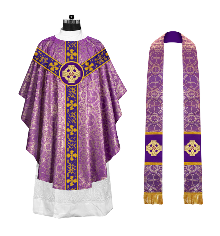 Gothic Chasuble adorned with lace and CEEC Motif