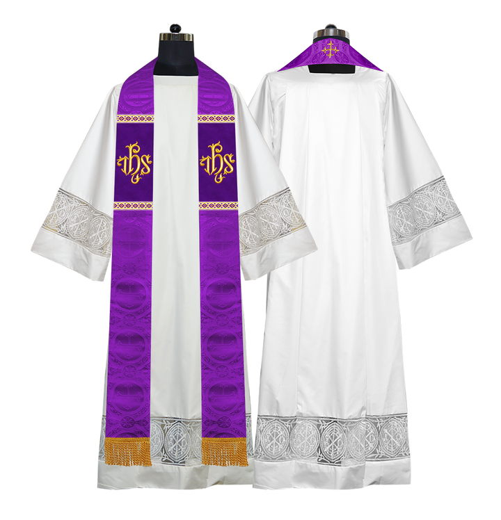 Liturgical Stole with Embroidered Motif and Trims