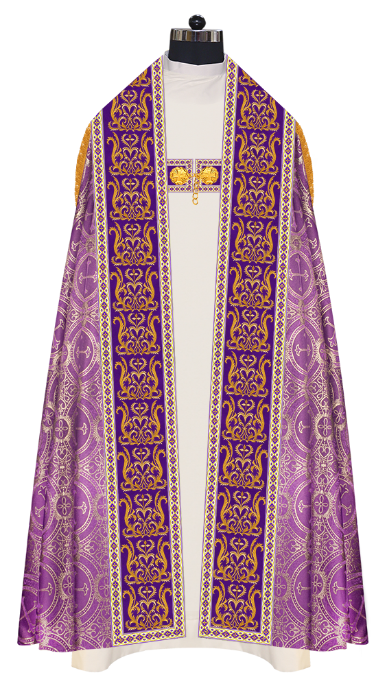 Roman Cope Vestment with Braid Embroidered Orphrey