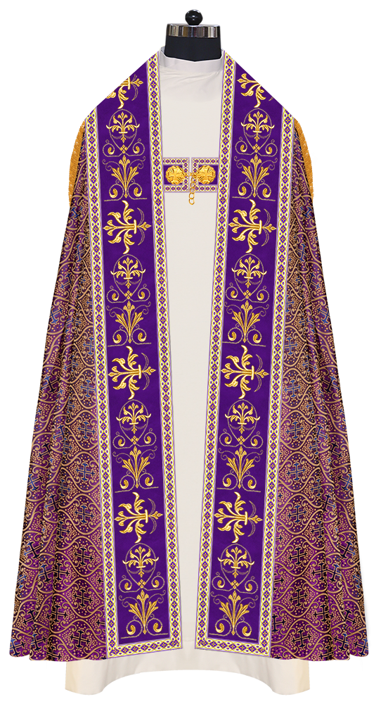 Embroidered Roman Cope Vestment with Braided Trims