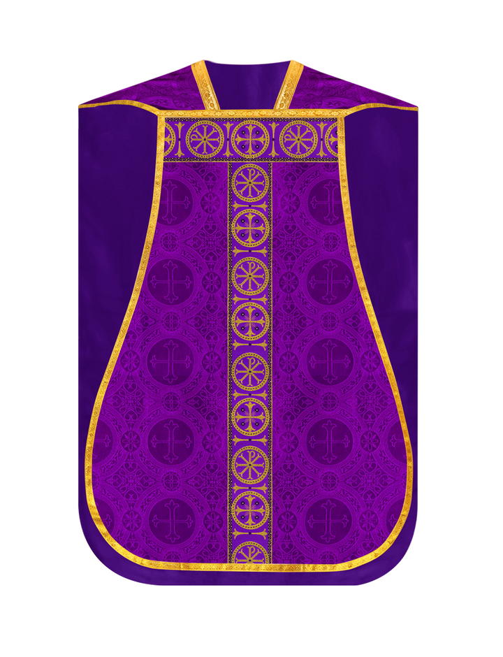 Roman Chasuble Vestment with Spiritual Motif and Ornate Braids