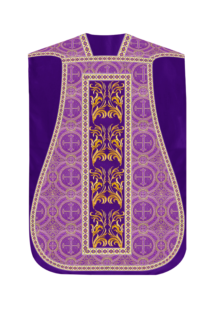 Roman Chasuble Vestment With Woven Braids and Trims