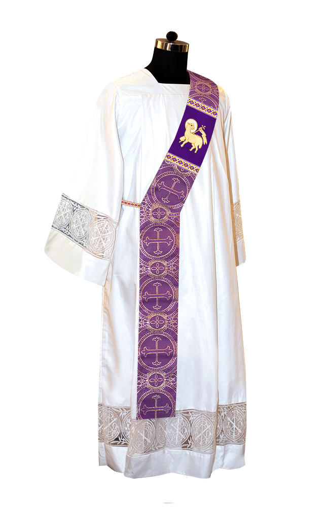 Deacon Stole with Liturgical Motif and Trims