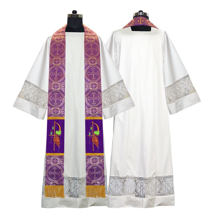 Set of 4 PAX with Grapes Embroidered Priest Stole