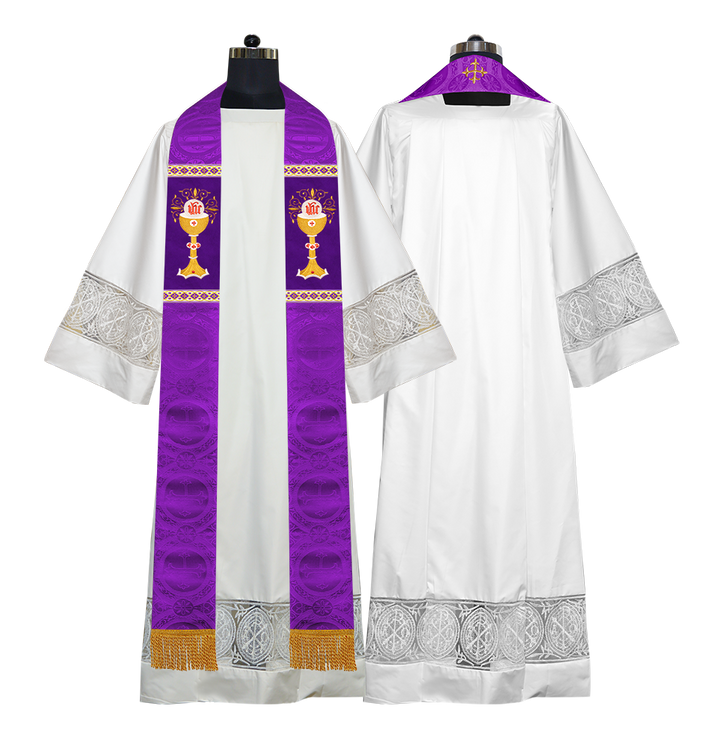 Liturgical Chalice with IHS Embroidered Stole