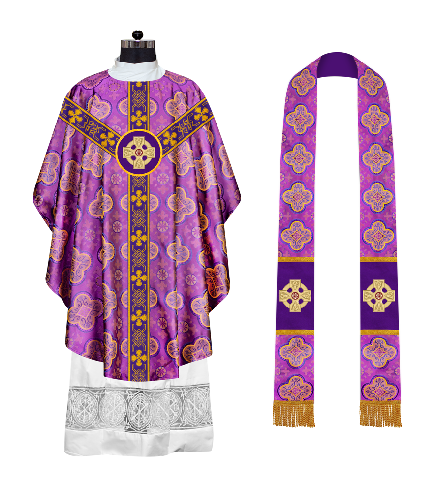 Gothic Chasuble adorned with lace and CEEC Motif