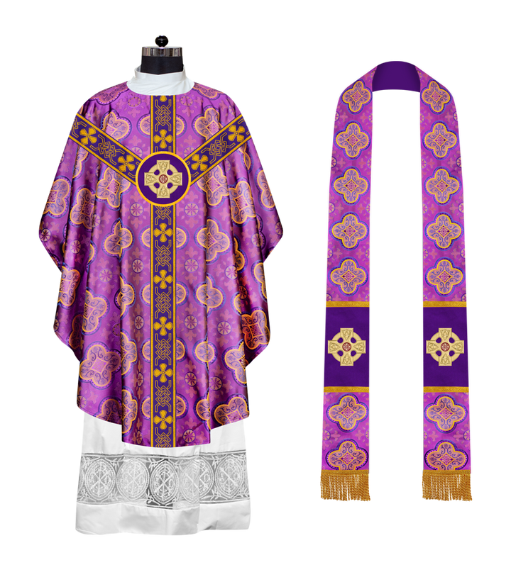 Gothic Chasuble adorned with lace and CEEC Motif