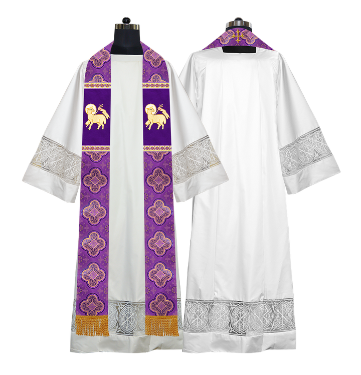 Liturgical Stole with Embroidered Motif and Trims