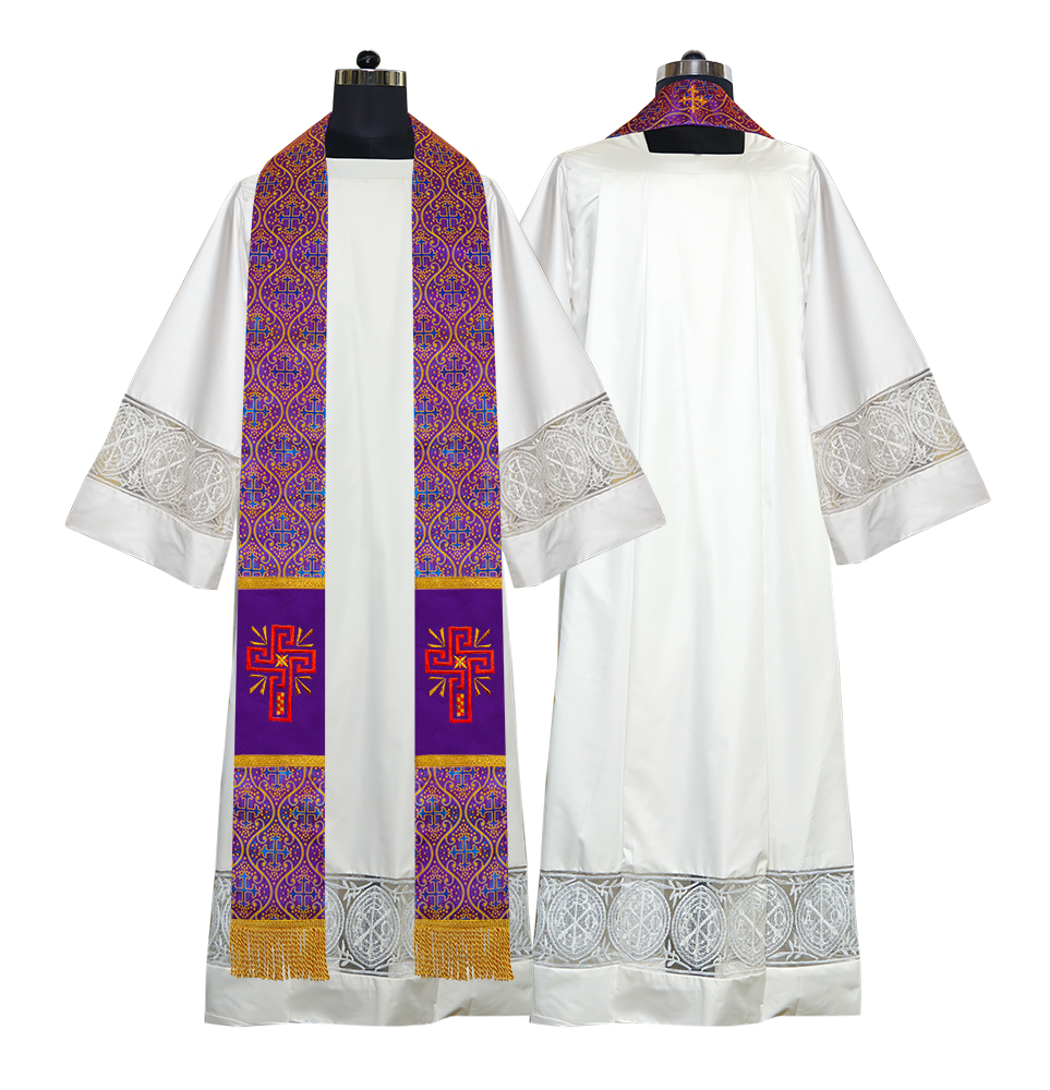 Set of 4 Glory Cross Embroidered Priest Stole