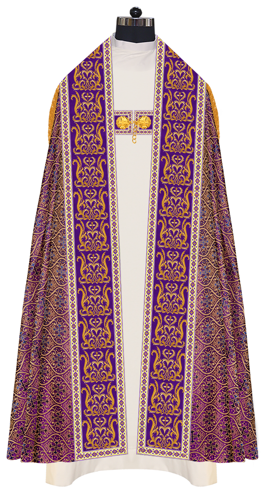 Roman Cope Vestment with Braid Embroidered Orphrey