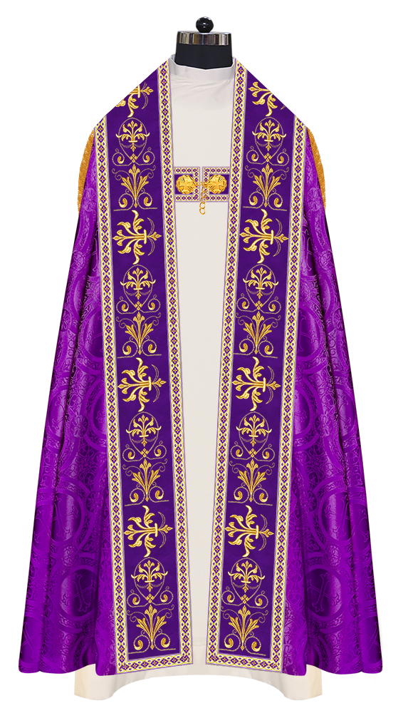 Embroidered Roman Cope Vestment with Braided Trims