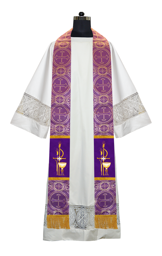 PAX with Chalice Embroidered Priest Stole