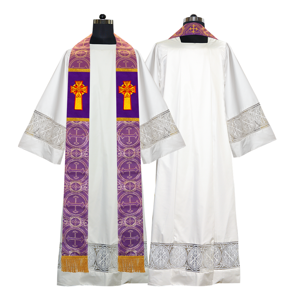 Set of 4 Clergy Stole with Celtic Cross Motif