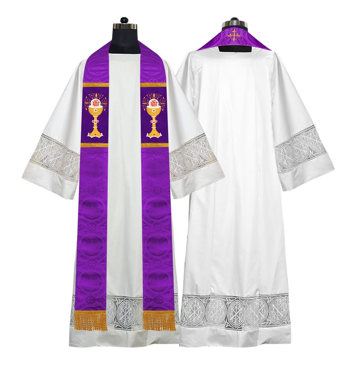 Chalice with IHS Embroidered Clergy Stole