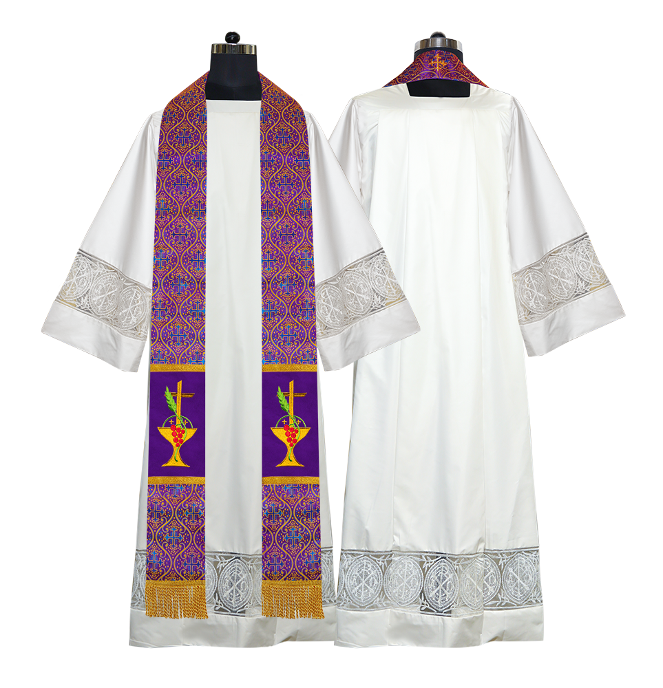 Communion Motif Embroidered Priest Stole