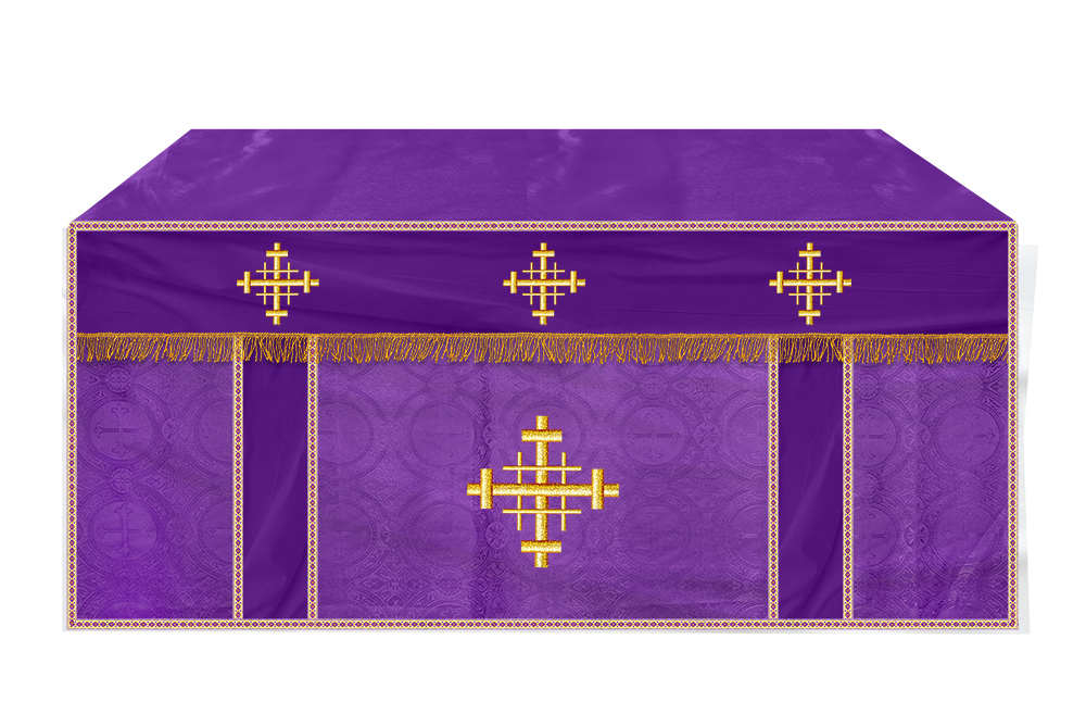 Church Altar Cloth with Braided Cross and Trims