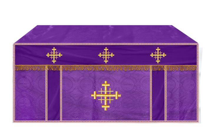 Church Altar Cloth with Braided Cross and Trims