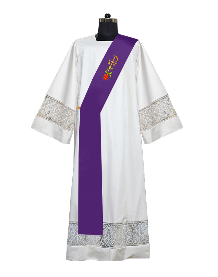 Chi Rho with Grapes Embroidered Deacon Stole