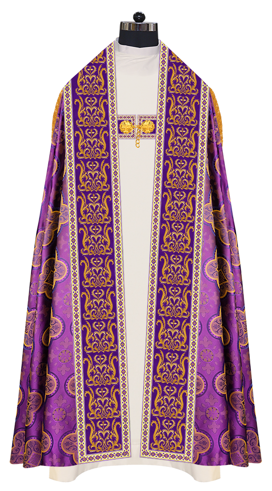 Roman Cope Vestment with Braid Embroidered Orphrey