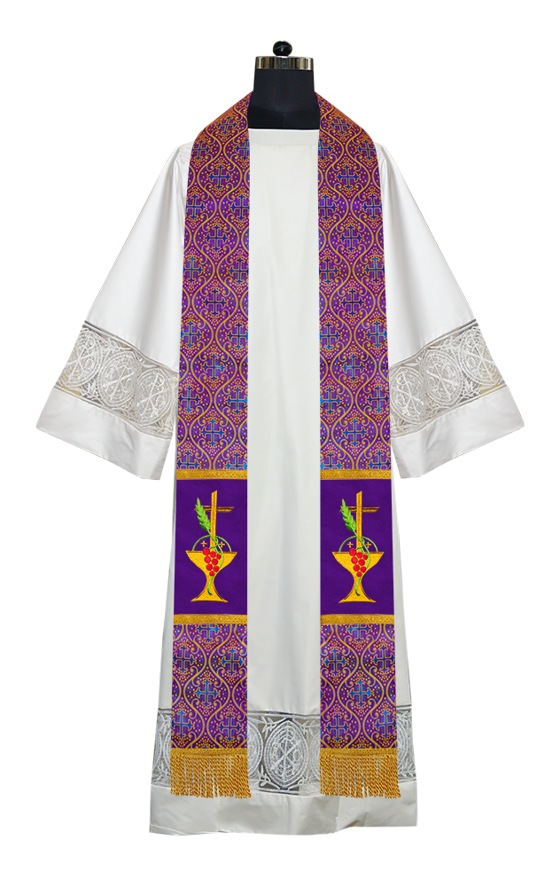 Communion Motif Embroidered Priest Stole