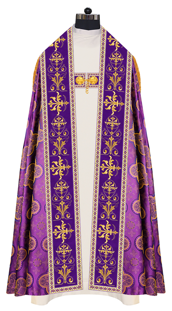 Embroidered Roman Cope Vestment with Braided Trims