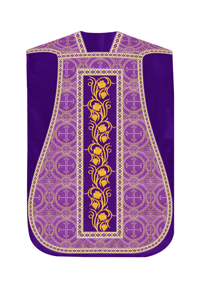 Roman Chasuble Vestment With Grapes Embroidery and Trims