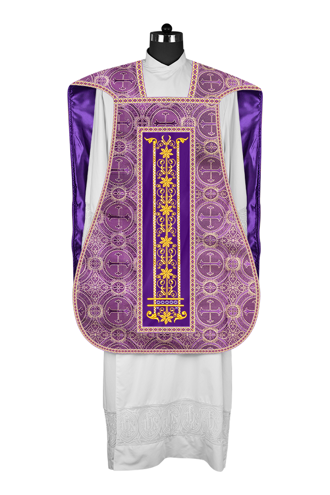 Roman Chasuble Vestment Enhanced With Orphrey and Trims