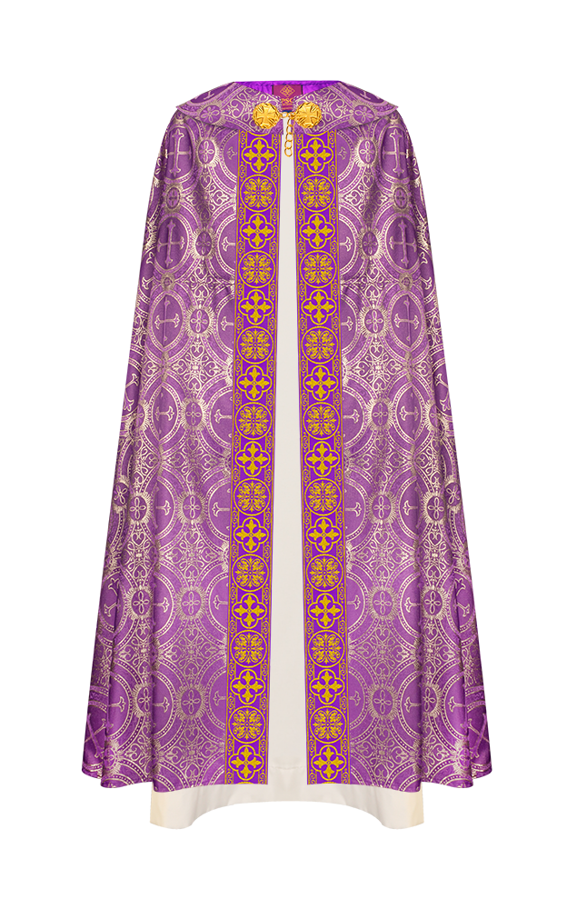 Gothic Cope Vestment with Y Type Braided Trims and Motifs