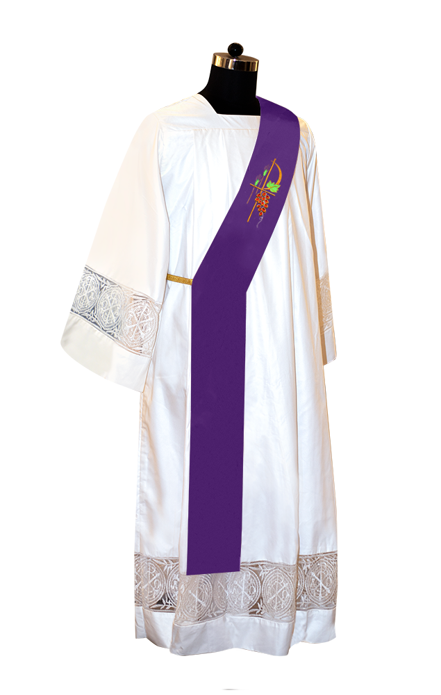 PAX with Grapes Embroidered Deacon Stole