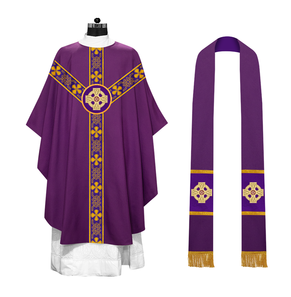 Gothic Chasuble adorned with lace and CEEC Motif