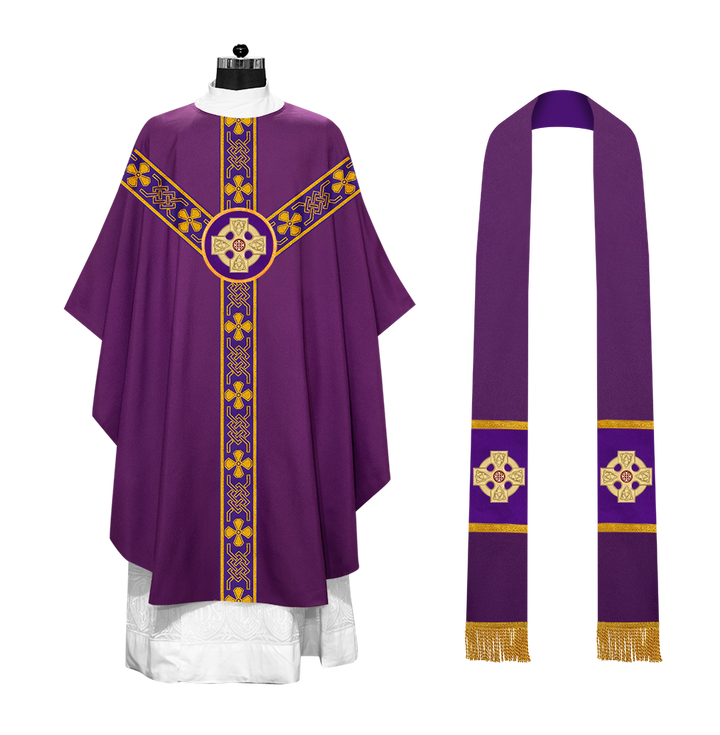 Gothic Chasuble adorned with lace and CEEC Motif