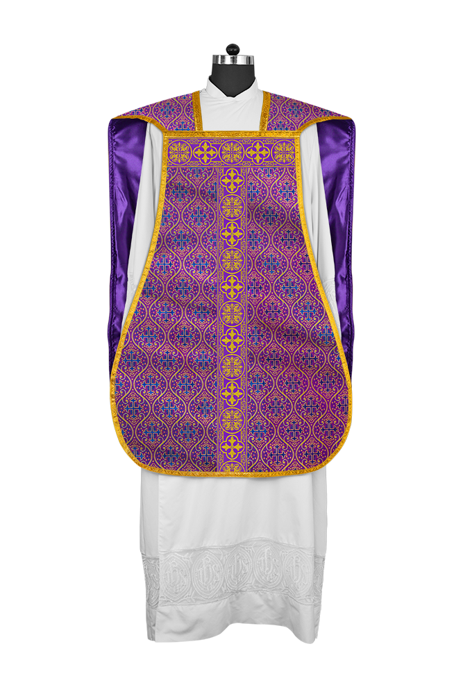 Roman Chasuble Fiddleback with Braided Trims