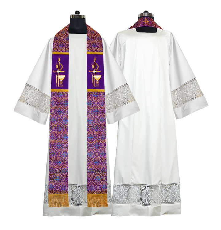 PAX with Chalice Embroidered Clergy Stole